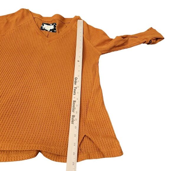 Maeve Anthropologie Top Medium Pearson Pumpkin‎ Orange Waffle Thermal Pullover - Picture 11 of 11